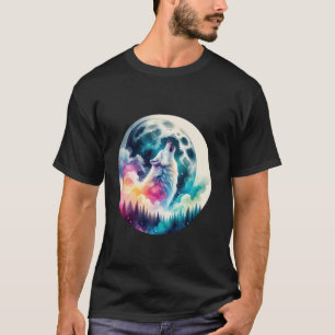 Camiseta Wolf Forest Moon Vintage Cósmico Howling Wolf Love
