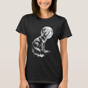 Camiseta Wolf Forest Moon Vintage Cósmico Howling Wolf Love