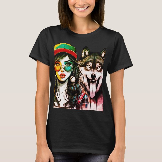 Camiseta Wolf Girl - Coleção de Tinta (Frente)
