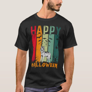 Camiseta Wolf Girls Boys Retro Style Halloween Jantar Par
