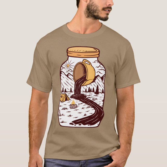 Camiseta Wolf Glass Coffee Nature Camping Hiker Camping fri (Frente)