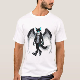 Camiseta Wolf Guardian com Angel Wings - Mística Digital