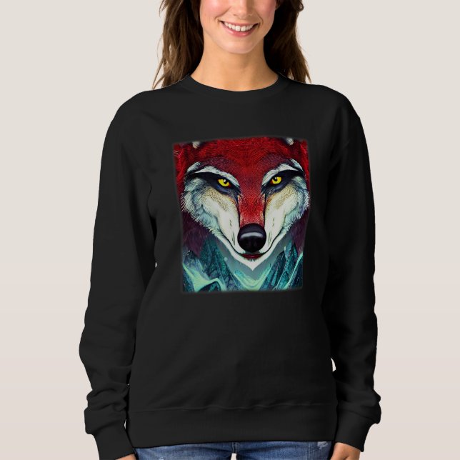 Camiseta Wolf head design art predator face imprint with wi (Frente)