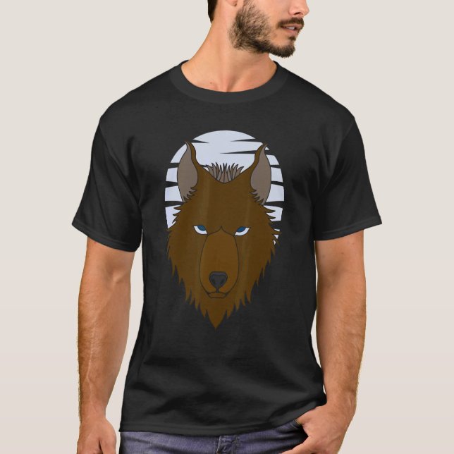 Camiseta Wolf Head Motif Predator Face Imprint Com Wolf Mo (Frente)