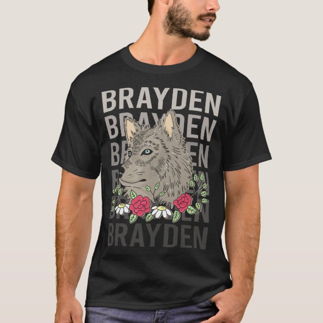 Camiseta Wolf Head - Nome Brayden (Frente)