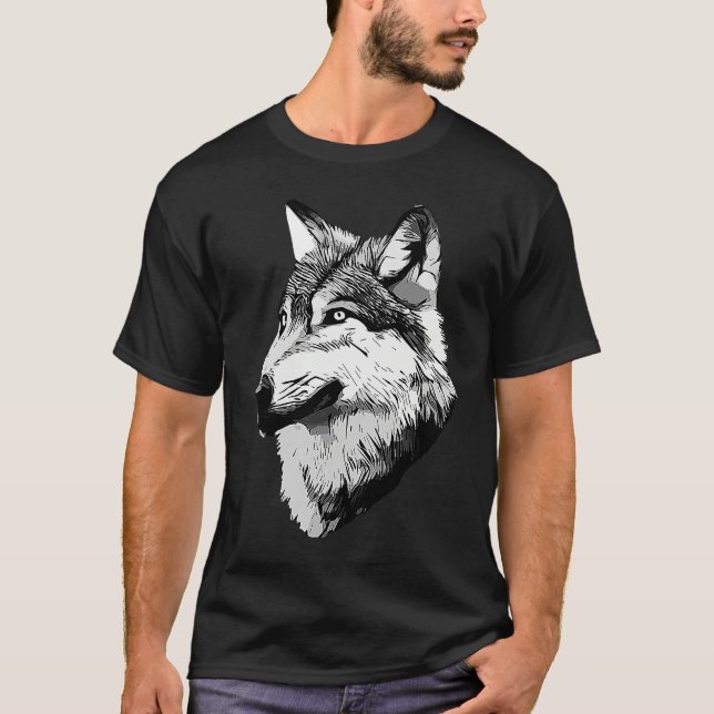 Camiseta Wolf head predator face imprint with wild animal   (Frente)