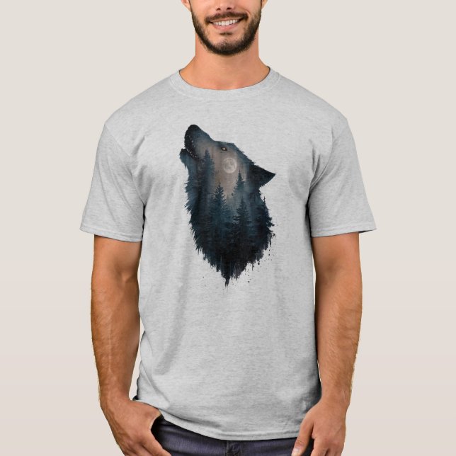 Camiseta Wolf Howl Forest Moon (Frente)