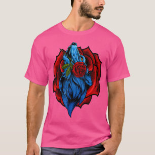 Camiseta Wolf Howling Com Ilustração Floral Rosa
