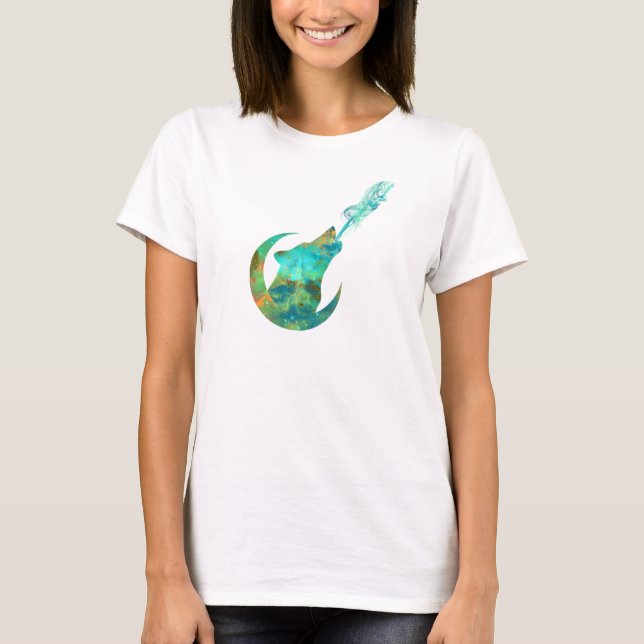 Camiseta Wolf Howling em Galaxy (Frente)