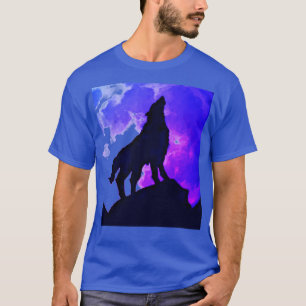 Camiseta Wolf Howling em Lua Deep Royal Blue