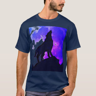Camiseta Wolf Howling em Moon Blue