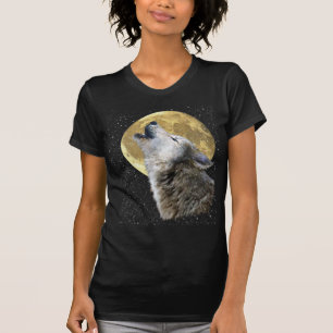 Camiseta Wolf Howling em Moon & Snow Winter Willife Shirt