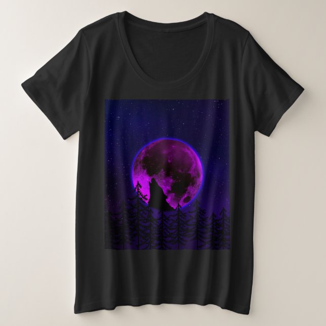 CAMISETA WOLF HOWLING MOON MAGENTA (Frente do Design)