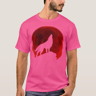 Camiseta Wolf Howling Na Lua