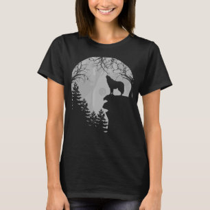 Camiseta Wolf Howling Na Lua