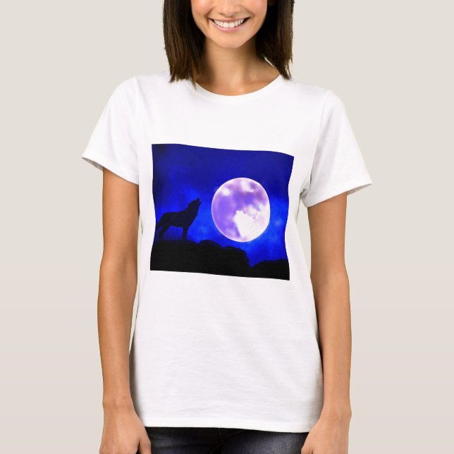 Camiseta Wolf Howling na Lua (Frente)
