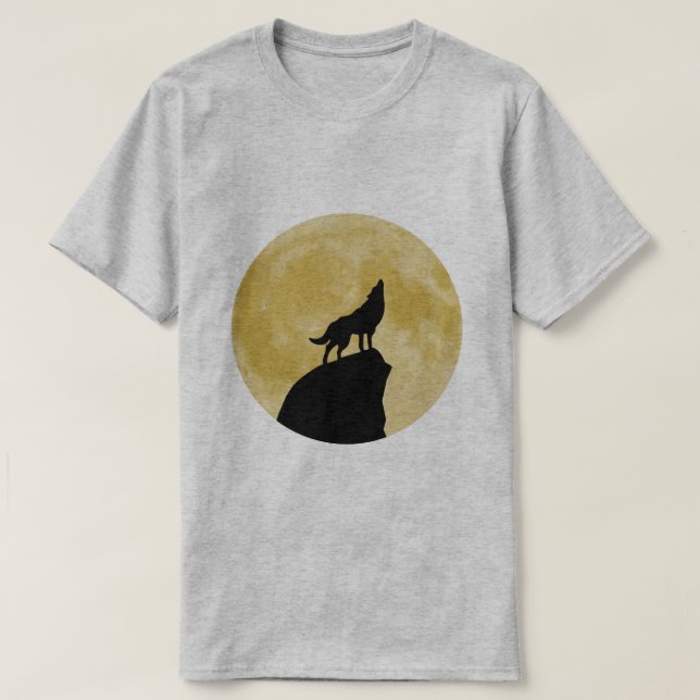 Camiseta Wolf Howling na lua (Frente do Design)