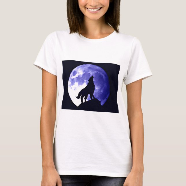Camiseta Wolf Howling na Lua (Frente)