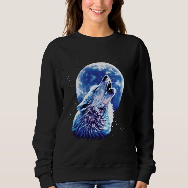 Camiseta Wolf Howling Na Lua Ama Lobos Molhados Em Água (Frente)