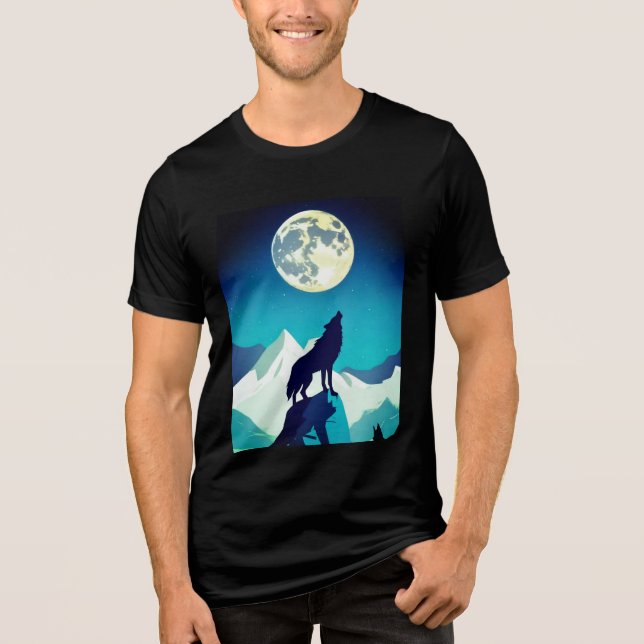 Camiseta Wolf Howling na lua cheia (Frente)