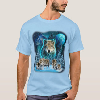 Camiseta Wolf Howling Na Lua Lobos Animais Selvagens Wolfp