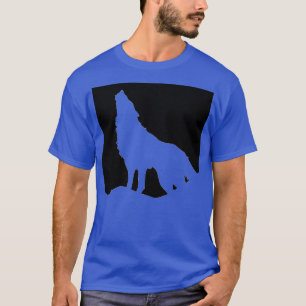 Camiseta Wolf Howling na Lua Pop Art Deep Royal Blue