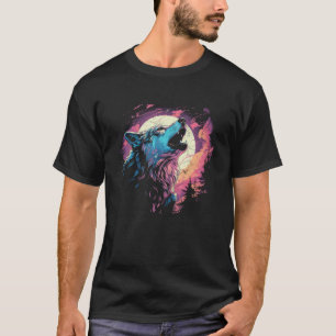 Camiseta Wolf Howling Na Lua Retrorna Livro De BD Feminina