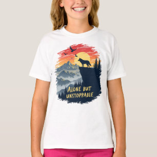 Camiseta Wolf Howling Na Lua Sozinha, Mas Implacável