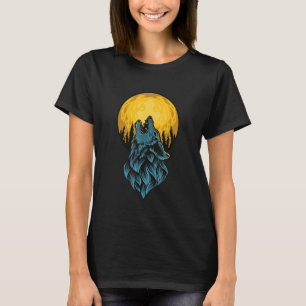 Camiseta Wolf Howling Na Natureza Da Vida Selvagem Da Monta