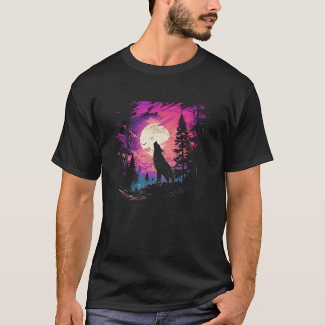 Camiseta Wolf Howling no Parque Nacional da Lua, Ala das Mu (Frente)
