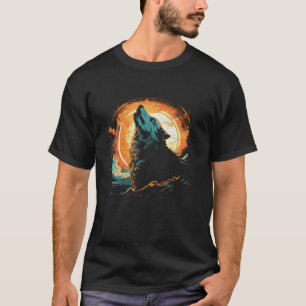 Camiseta Wolf Howling No Parque Nacional Da Lua Wil
