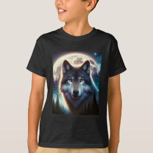 Camiseta Wolf Icy Moon Galaxy Caçando Cinzas Terrestres Wol