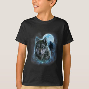 Camiseta Wolf Icy Moon Galaxy Caçando Cinzas Terrestres Wol