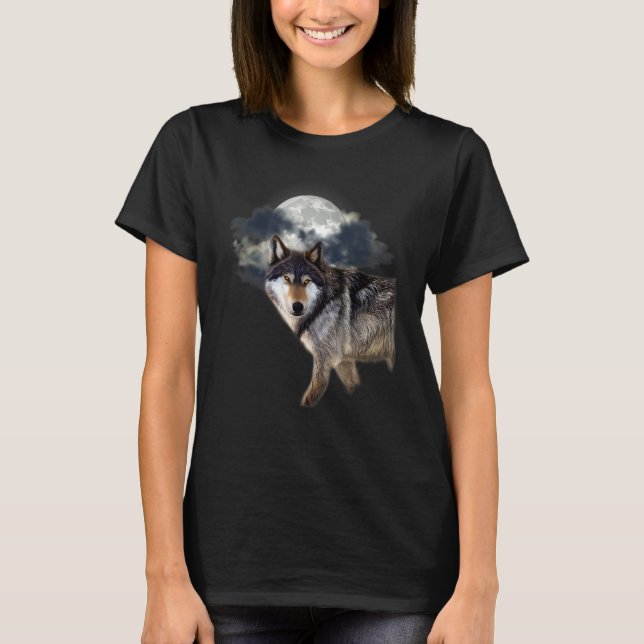 Camiseta Wolf In The Full Moon Wolf and Nature Lovers Wolf (Frente)