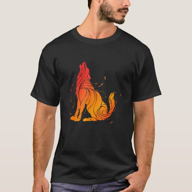 Camiseta Wolf Love Wolves Tribal Tattoo Wolf Design (Frente)
