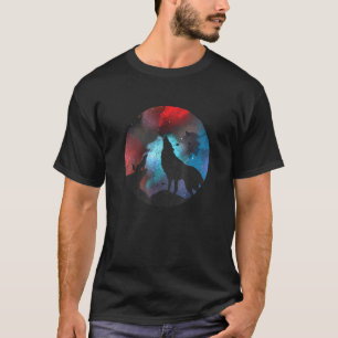 Camiseta Wolf Moon Galaxy Dark Night Forest Mulheres