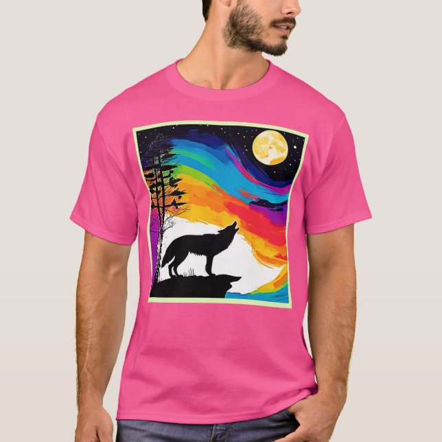 Camiseta Wolf Moon Howl Art (Frente)