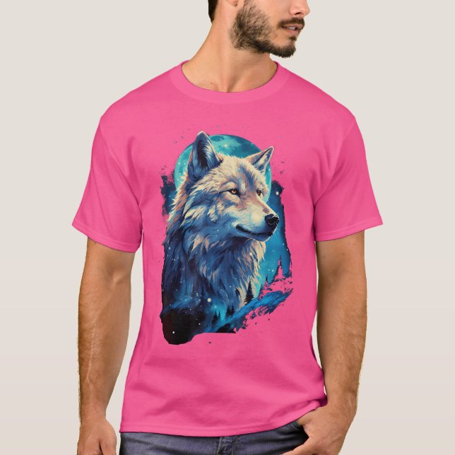 Camiseta Wolf Moon Howling Lone Engraçado Wolves Pack De Lo (Frente)