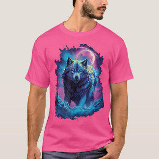 Camiseta Wolf Moon Howling Lone Engraçado Wolves Pack De Lo