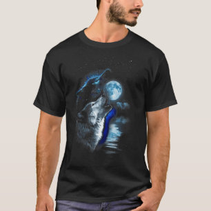 Camiseta Wolf Moon Lake Wolf Howling Full Moon Wolf Graphic