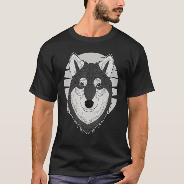 Camiseta Wolf Motif Predator Pet Face Wolfs Imprint Raptor (Frente)