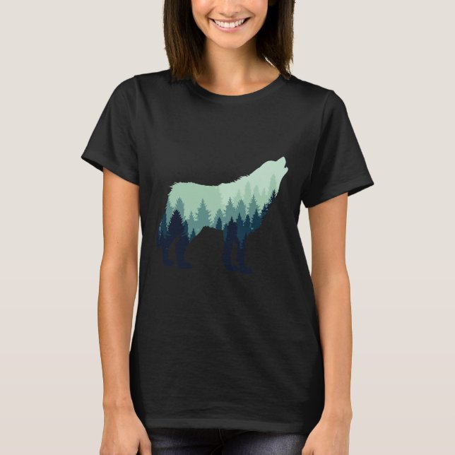 Camiseta Wolf Nature Outdoor Forest Camping Hift (Frente)
