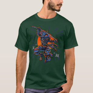 Camiseta Wolf Ninja Samurai Sword Martial Arts Vintage Japa