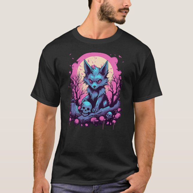 Camiseta Wolf Pastel Goth Kawaii Cute Creepy Cool Stuff (Frente)