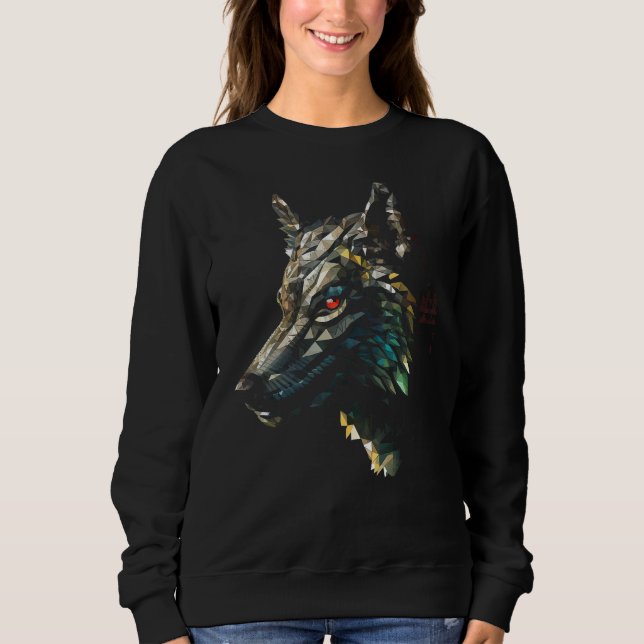 Camiseta Wolf Polygon Trabalho de arte Animal Motif Wolf (Frente)