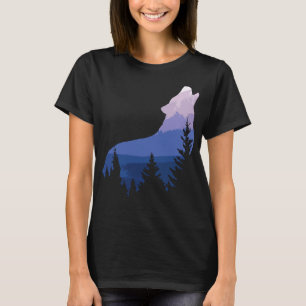 Camiseta Wolf Silhouette Forest Mountain