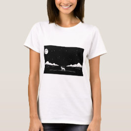 Camiseta Wolf Silhouette Starry Sky - Design Minimalista