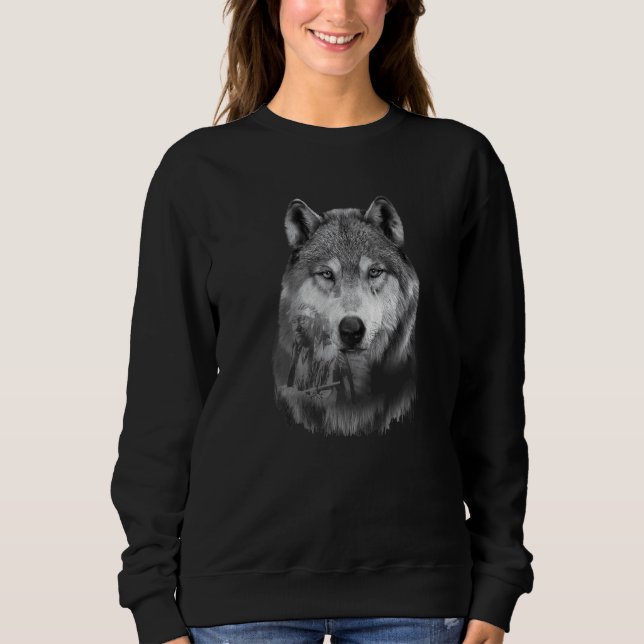 Camiseta Wolf Silhouette Wolves Native Indian Forest Nature (Frente)