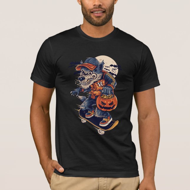 Camiseta Wolf Skateboard em Trick and Tratat (Frente)