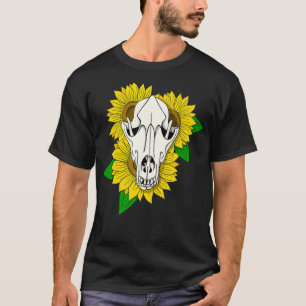 Camiseta Wolf Skull e Sunflower Bonito Taidermy Homens